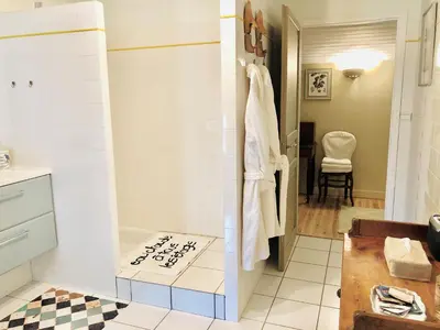 Salle de bains dans l'établissement Du Côté de l'Ombrière