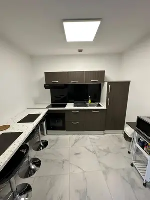 Cuisine ou kitchenette dans l'établissement Appartement meublé proche du futuroscope