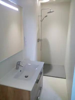 Salle de bains dans l'établissement Appartement La Haute Preze & Golffrance