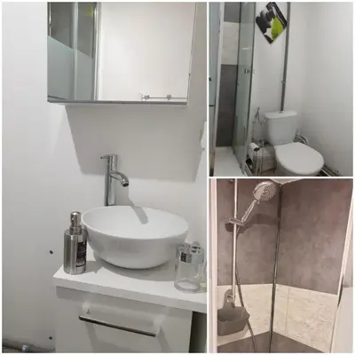 Salle de bains dans l'établissement Chambres Poitiers Centre Ville - Salle de Bain, Réfrigérateur, TV et machine à café privatifs - Cuisine commune - Terrasse - Hôtel de ville à 200m