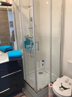 Salle de bains dans l'établissement Bel Appartement T2 Climatisé avec piscine Poitiers-Futuroscope-CREPS de Poitiers