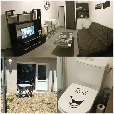 Télévision ou salle de divertissement dans l'établissement Bel Appartement T2 Climatisé avec piscine Poitiers-Futuroscope-CREPS de Poitiers