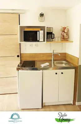 Cuisine ou kitchenette dans l'établissement Locations du Grand Pont - Appart hôtel Poitiers - Futuroscope