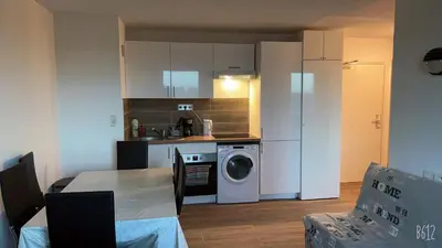 Cuisine ou kitchenette dans l'établissement Appartement Futuroscope-E'