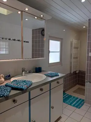 Salle de bains dans l'établissement AU COEUR DU MARAIS
