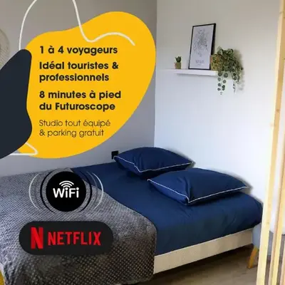 Studio 130 à 8 min à pied du Futuroscope 1 à 4 pers