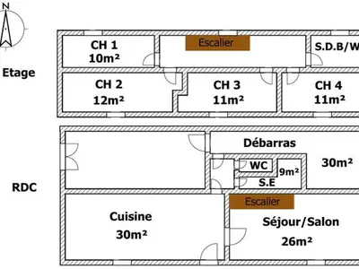 Plan de l'établissement Maison de charme avec WiFi au cœur du Marais Poitevin, jardin clos, barque et vélos, 4 chambres - FR-1-426-146