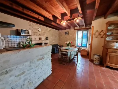 Cuisine ou kitchenette dans l'établissement Maison de caractère avec jardin, barque et VTT dans le Marais Poitevin - FR-1-426-139