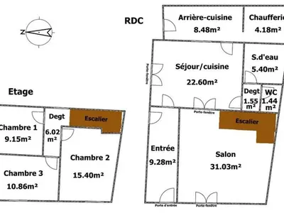 Plan de l'établissement Maison Authentique avec Cour Privée, Wifi et Proximité Activités – Thiré, Vendée - FR-1-426-396
