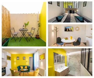 Coin salon dans l'établissement Le Jaune Vendée - T2 renové - Terrasse