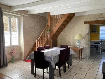 Coin salon dans l'établissement Charmante maison dans la vallée de la Charente