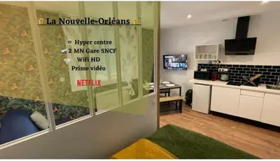 Cuisine ou kitchenette dans l'établissement La Nouvelle-Orléans - hyper-centre- 2mn SNCF - Wi-Fi Netflix gratuit