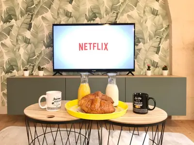 Télévision ou salle de divertissement dans l'établissement Jungle Cosy Appartement