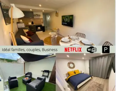 Un ou plusieurs lits dans un hébergement de l'établissement Le Boinot - Patio privé, wifi haut débit, Netflix, stationnement gratuit