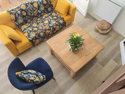 Coin salon dans l'établissement Maison de Campagne cosy
