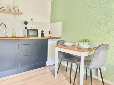 Cuisine ou kitchenette dans l'établissement Le Martel, à 50m de la gare Fibre