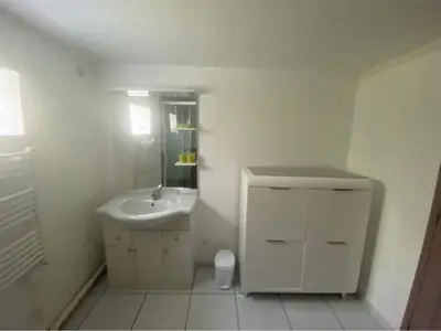 Salle de bains dans l'établissement Gîte le verger