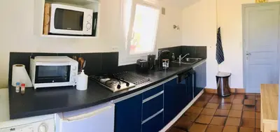 Cuisine ou kitchenette dans l'établissement Le refuge des canards