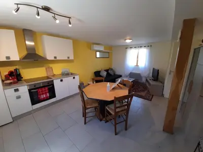 Cuisine ou kitchenette dans l'établissement Longère restaurée avec piscine chauffée, terrasse et barbecue à Archigny - FR-1-541-89