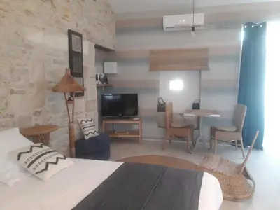 Télévision ou salle de divertissement dans l'établissement Au Domaine du Petit Cercoux
