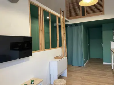 Télévision ou salle de divertissement dans l'établissement Superbe appartement La Rochelle