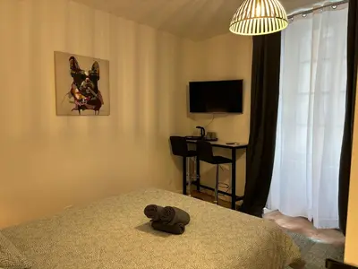 Télévision ou salle de divertissement dans l'établissement Les Studios de Clément