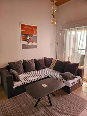 Coin salon dans l'établissement Maison 3 étoiles à 50m mer plages îles nature piscine chauffée jacuzzi privé WIFI