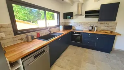 Cuisine ou kitchenette dans l'établissement La grange ô bien être
