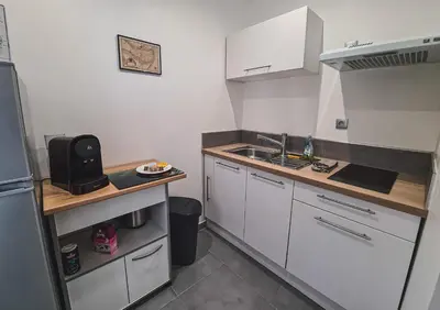 Cuisine ou kitchenette dans l'établissement Appart Saint Cyprien + Parking privatif