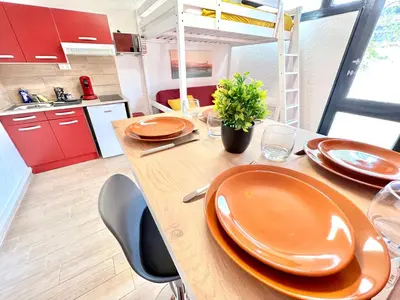 Cuisine ou kitchenette dans l'établissement ~ Le riad ~ Studio 1/4 Pers, porte du Futuroscope