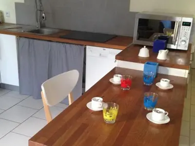 Cuisine ou kitchenette dans l'établissement Gîte paisible avec jardins privatifs à Cognac, proche des sentiers de randonnée, animaux acceptés - FR-1-653-178