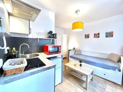 Cuisine ou kitchenette dans l'établissement Le Michigan, studio à 5 min du centre-ville
