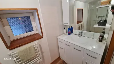 Salle de bains dans l'établissement La Thibaudière Gite 70m2