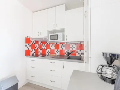 Cuisine ou kitchenette dans l'établissement Appartement 4 Pers. Terrasse Clim, Piscine Collective - FR-1-258-203