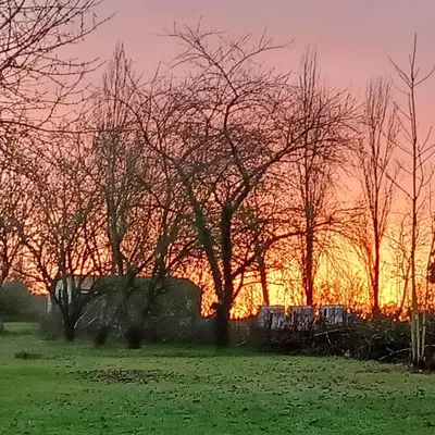 Lever ou coucher de soleil vu de la maison de vacances ou à proximité