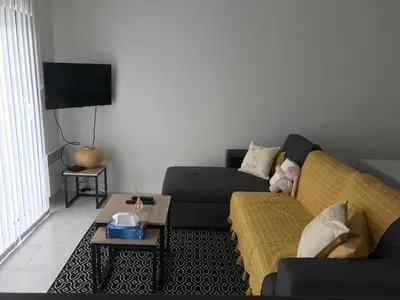 Télévision ou salle de divertissement dans l'établissement Studio 35m2 à 3 km de la gare d Angoulême avec draps et linge de maison fournis