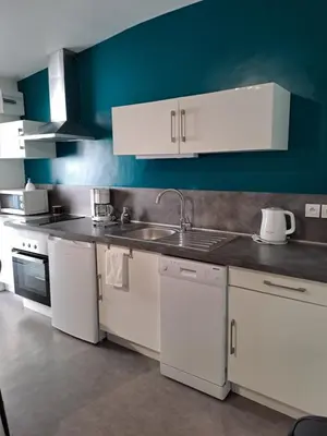 Cuisine ou kitchenette dans l'établissement Logement idéal curistes