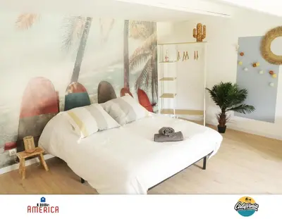 Un ou plusieurs lits dans un hébergement de l'établissement Little America - Appart Hôtel 3km Futuroscope