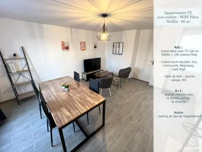 Télévision ou salle de divertissement dans l'établissement 178C - Duplex T2 Tout Confort du Gond - 60 m2