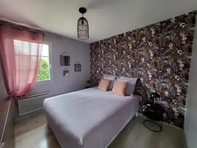 Un ou plusieurs lits dans un hébergement de l'établissement Hortensia, Gîte famille et amis