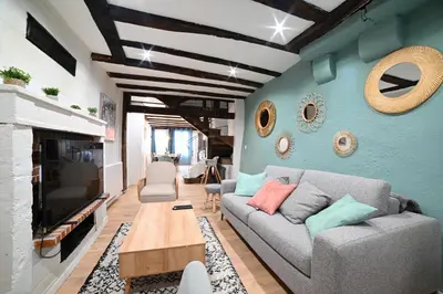 Télévision ou salle de divertissement dans l'établissement Maison avec spa dans l'hyper centre de Poitiers