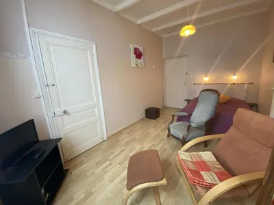 Coin salon dans l'établissement Maison de pêcheur en bord de mer à Fouras, 3 chambres - FR-1-709-44