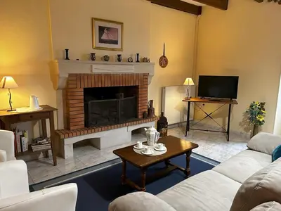 Télévision ou salle de divertissement dans l'établissement Les petites chaumes